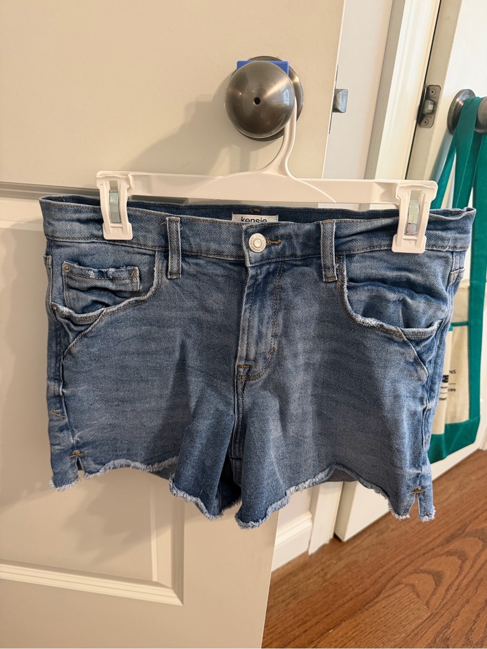 Kensie Light Blue Denim Shorts with Contrast Stitching